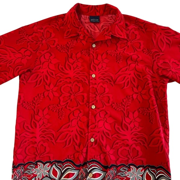 Sideout Mens Red Hawaiian Button Down Shirt Sideout Surf Hawaii Island Shirts 97 - Picture 2 of 11